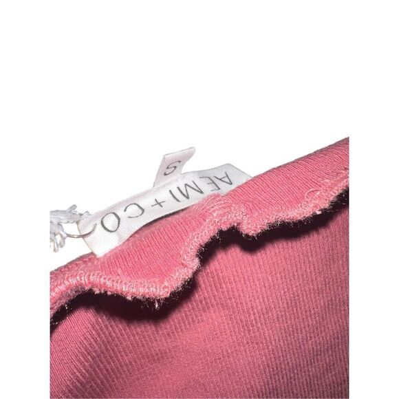 NEW WITH TAGS Beautiful Aemi + Co Lettuce‎ Edge trim top blouse Size small pink - Picture 5 of 7